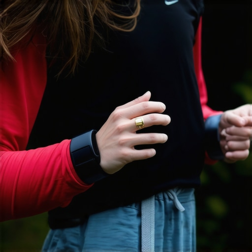 Person wearing a fitness tracker during outdoor workout