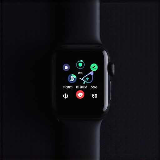 Close-up of a modern smartwatch showing health metrics like heart rate, oxygen saturation, and stress levels