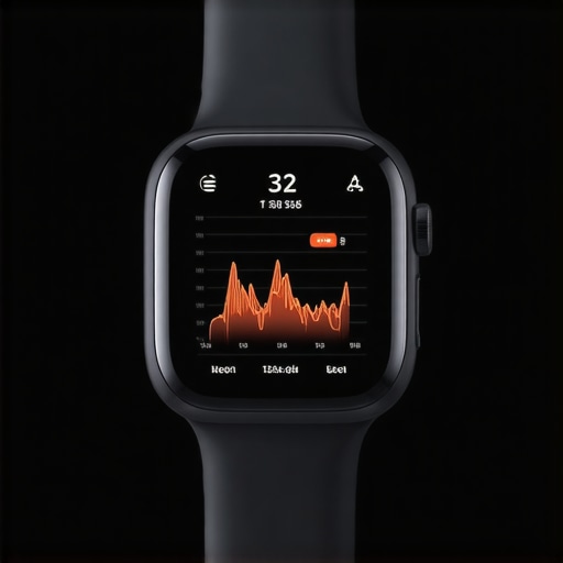 A modern, sleek wearable device showcasing complex health metrics with AI-driven insights.