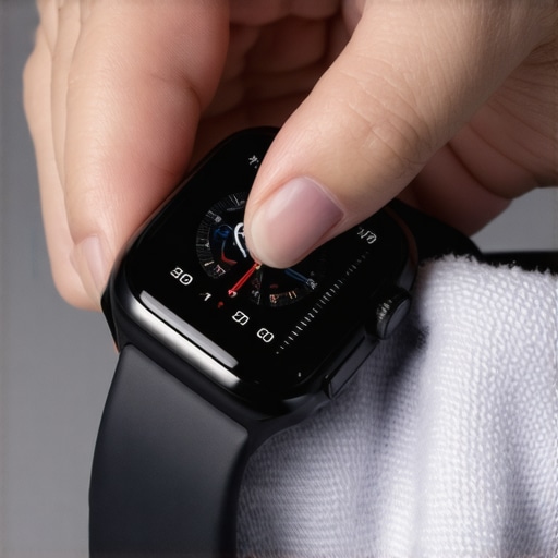 Person cleaning a smartwatch with microfiber cloth to maintain sensor accuracy