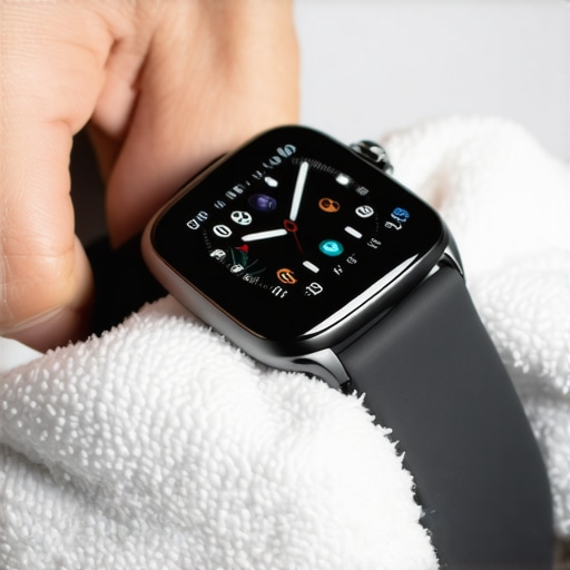 Person cleaning a smartwatch with a microfiber cloth to ensure sensor accuracy and device longevity