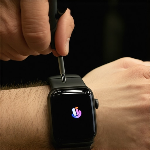 Person cleaning and calibrating their smartwatch with a lint-free cloth