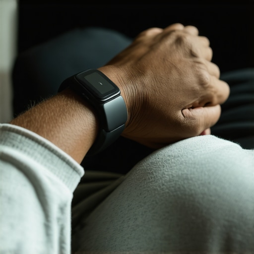 Person reviewing stress data on smartwatch in a calm environment.