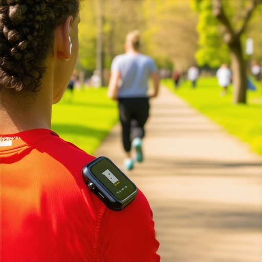 Person coordinating smartwatch and earbuds while exercising outdoors.