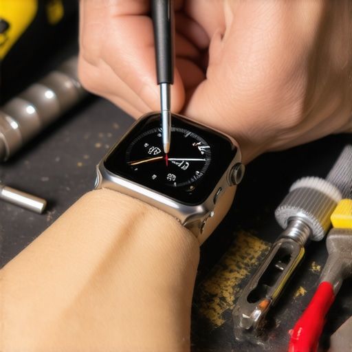 Person cleaning and updating a smartwatch to ensure optimal performance.