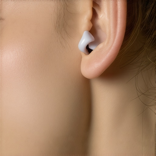 Close-up of state-of-the-art wireless earbuds with neural sensors for focus enhancement