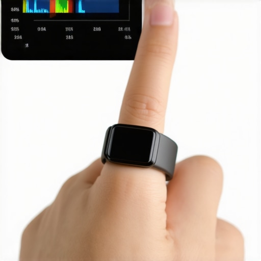 A smart ring analyzing sleep data with a digital overlay