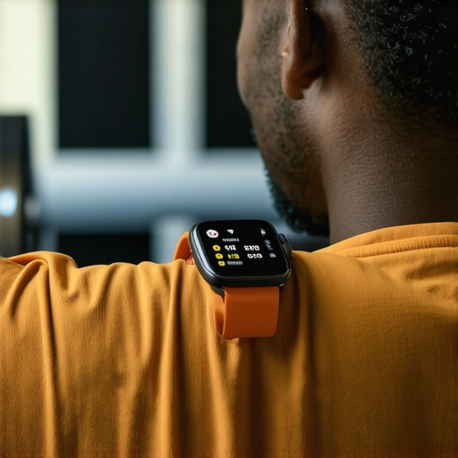A person reviewing detailed health data on a smartwatch in a gym