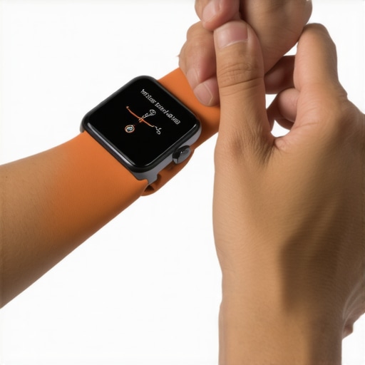 Person calibrating and updating wearable health devices on a desk