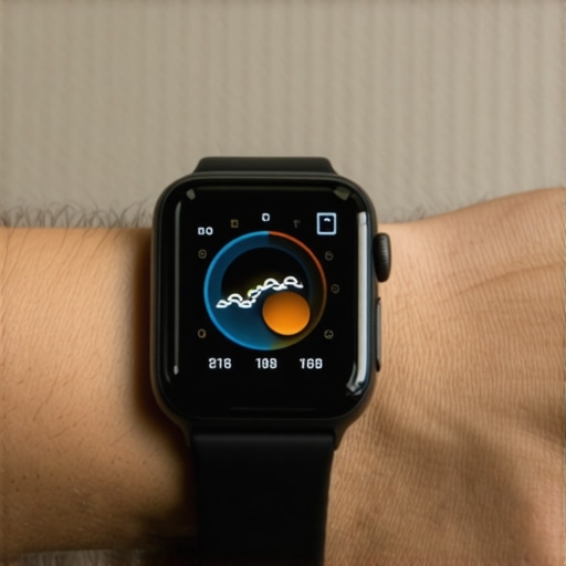 Person checking air quality on smartwatch during outdoor activity.