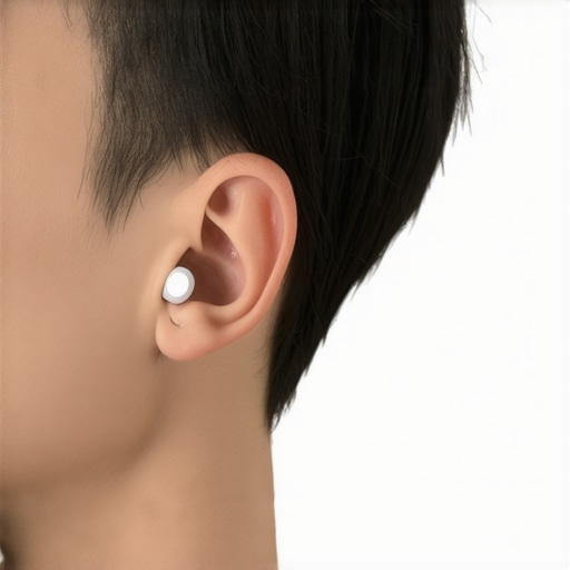 Modern wireless earbuds showing battery level and sleek design